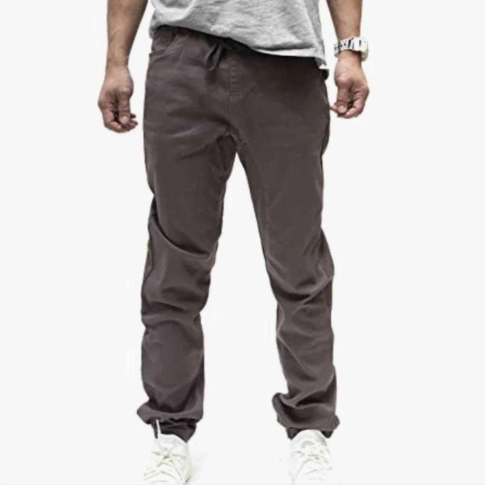 Americano Men's Vintage Drop Crotch Denim Jogger Casual Pants Gray